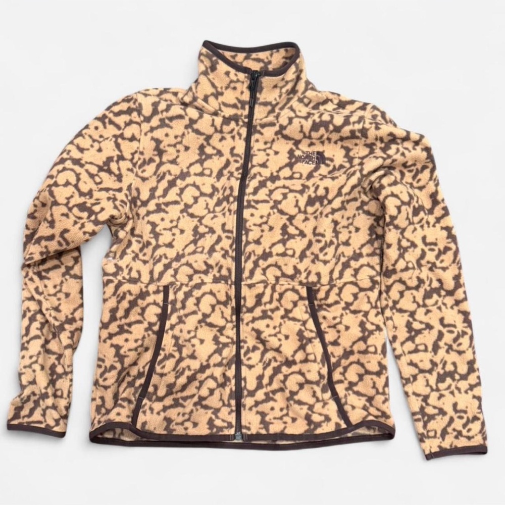 The North Face Tan and Brown Patterned Fleece Jacket